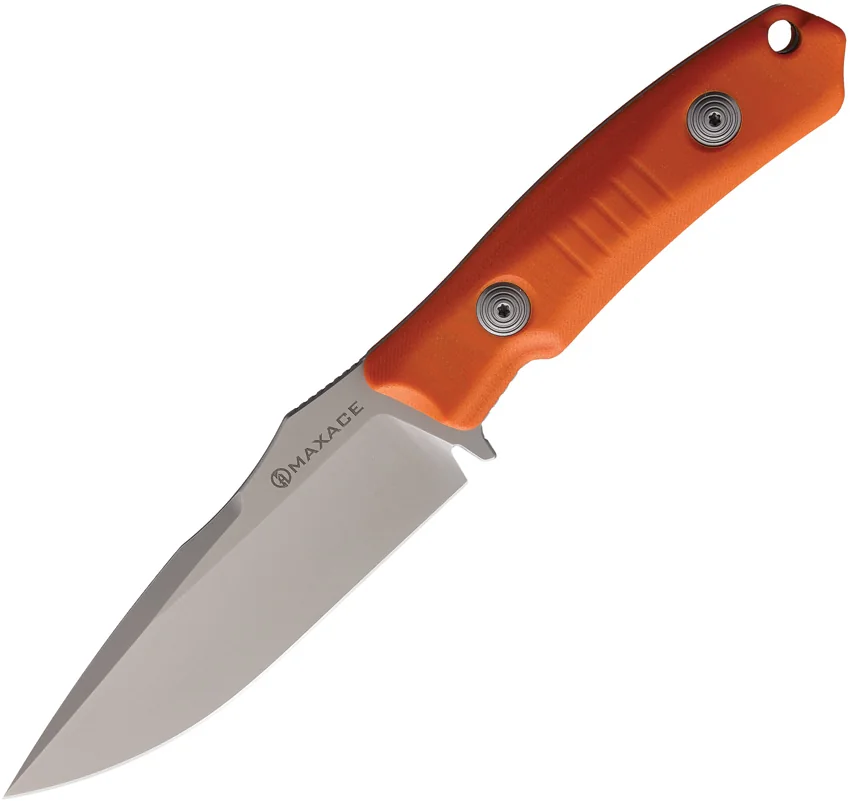 Maxace Baal Fixed Blade Knife Orange G-10 w/ Kydex Sheath (4.1" Stonewash)