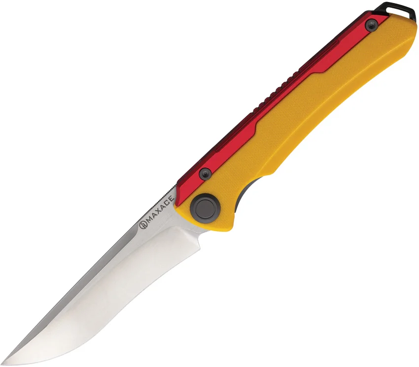 Maxace Kestrel Frame Lock Knife Red Aluminum Yellow G-10 (3.75" Satin)