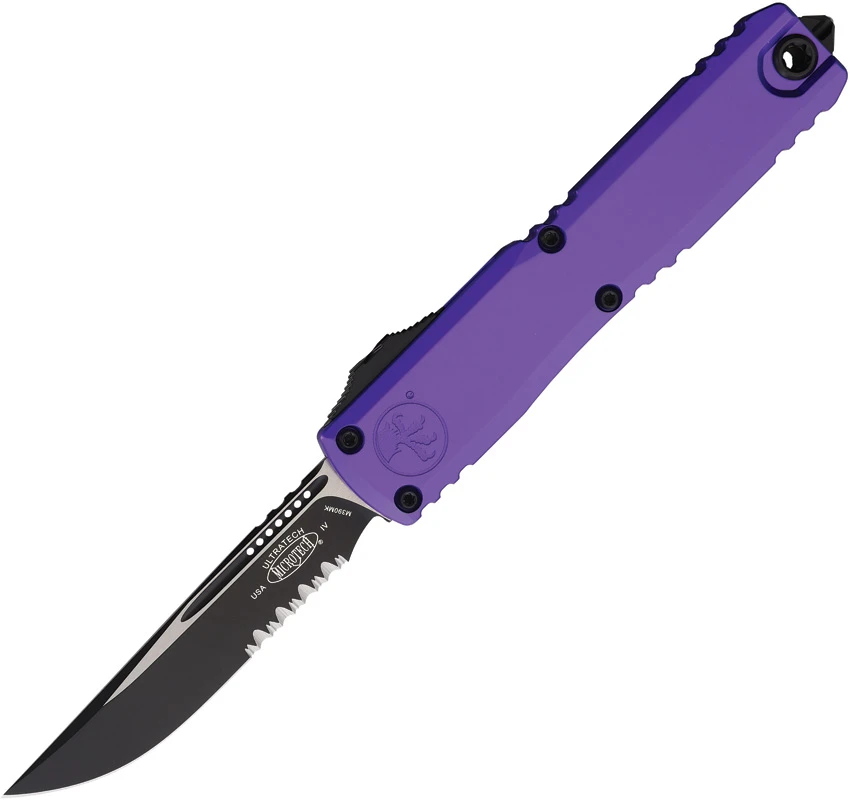 Microtech Ultratech Gen IV S/E OTF Automatic Knife Purple Al (3.5" Two-Tone Serr, Microtech Ultratech Gen IV S/E OTF Automatic Knife Purple Al (3.5" Two-Tone Serr for Sale, Microtech Ultratech Gen IV S/E OTF Automatic Knife Purple Al (3.5" Two-Tone Serr