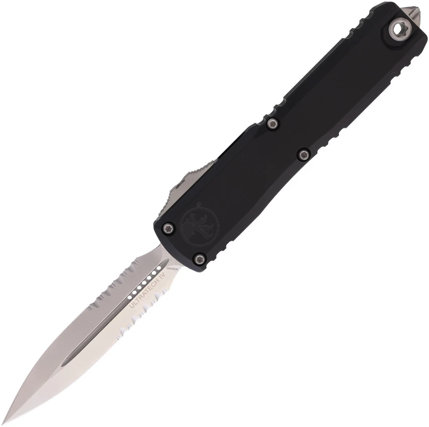 Microtech Ultratech Gen IV D/E OTF Automatic Knife Black Aluminum (3.5" SW Serr), Microtech Ultratech Gen IV D/E OTF Automatic Knife Black Aluminum (3.5" SW Serr) for Sale, Microtech Ultratech Gen IV D/E OTF Automatic Knife Black Aluminum (3.5" SW Serr)
