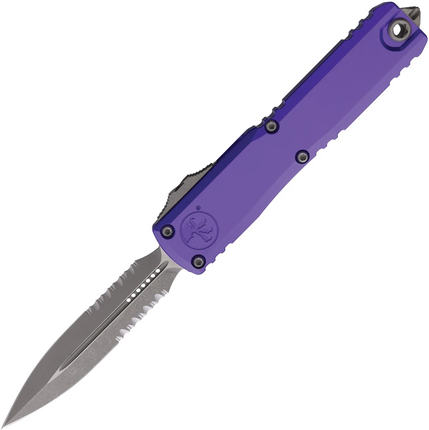 Microtech Ultratech Gen IV D/E OTF Automatic Knife Purple Al (3.5" Apoc Serr), Microtech Ultratech Gen IV D/E OTF Automatic Knife Purple Al (3.5" Apoc Serr) for Sale, Microtech Ultratech Gen IV D/E OTF Automatic Knife Purple Al (3.5" Apoc Serr)
