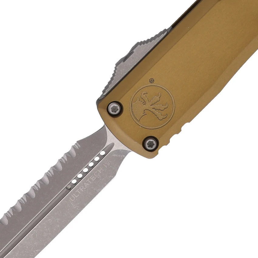 Microtech Ultratech Gen IV D/E OTF Automatic Knife Tan Al (3.5" AP Full Serr), Microtech Ultratech Gen IV D/E OTF Automatic Knife Tan Al (3.5" AP Full Serr) for Sale, Microtech Ultratech Gen IV D/E OTF Automatic Knife Tan Al (3.5" AP Full Serr)