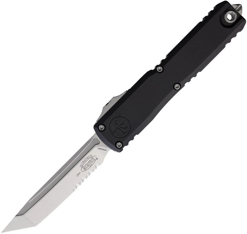 Microtech Ultratech ZBP Gen III T/E OTF Auto Knife Black Aluminum (3.5" SW Serr)