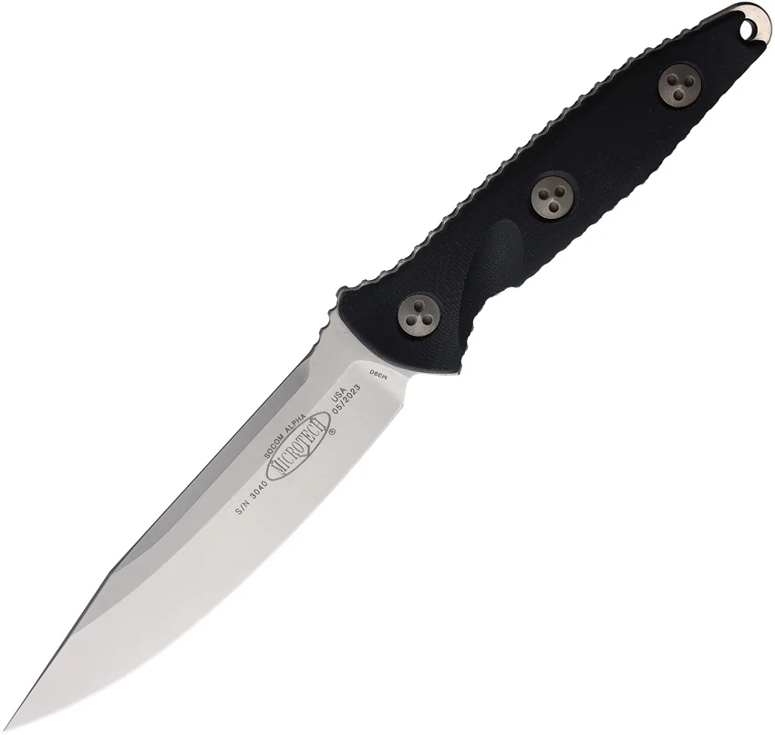 Microtech Socom Alpha Fixed Blade Knife Black G-10 (5" Stonewash) 113-10