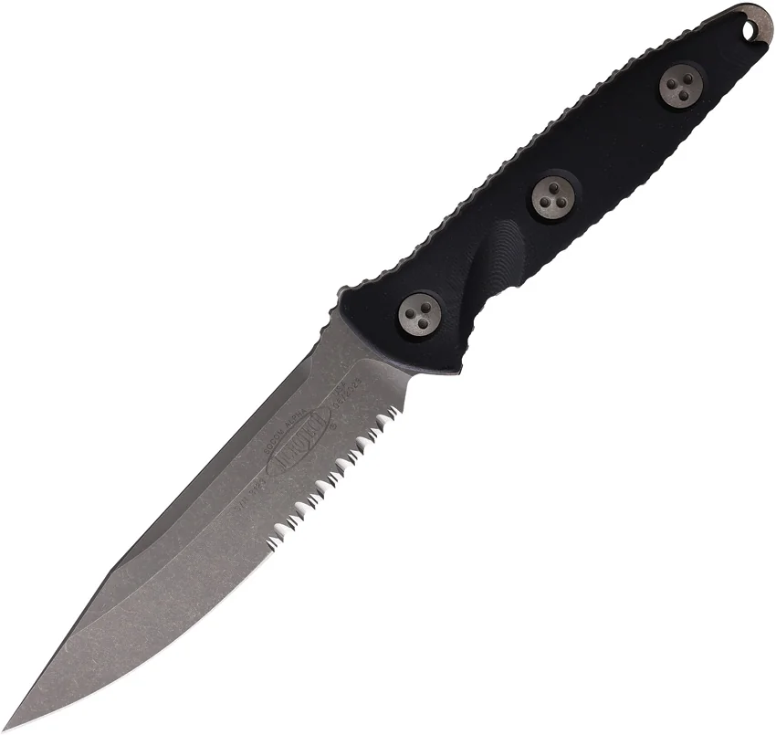 Microtech Socom Alpha Fixed Blade Knife Black G-10 (5" Apocalyptic Serr)