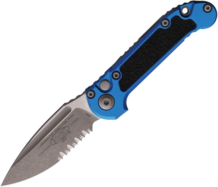 Microtech LUDT Gen III S/E Automatic Knife Blue Aluminum (3.5" Apoc Serr)