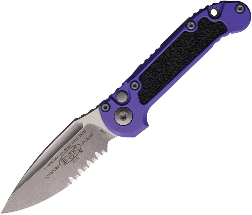 Microtech LUDT Gen III S/E Automatic Knife Purple Aluminum (3.5" Apoc Serr), Microtech LUDT Gen III S/E Automatic Knife Purple Aluminum (3.5" Apoc Serr) for Sale, Microtech LUDT Gen III S/E Automatic Knife Purple Aluminum (3.5" Apoc Serr)