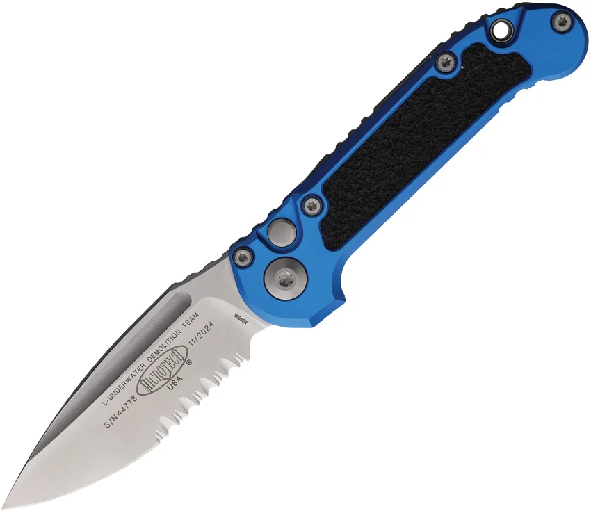 Microtech LUDT Gen III S/E Automatic Knife Blue Aluminum (3.5" SW Serr)