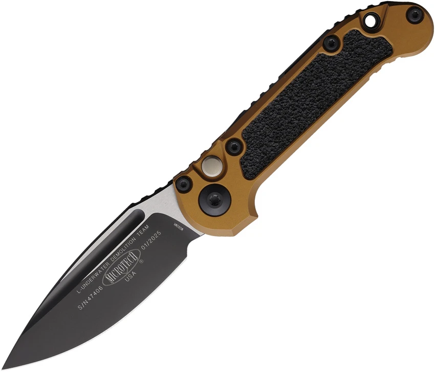 Microtech LUDT Gen III S/E Automatic Knife Tan Aluminum (3.5" Black) 1135-1 TA