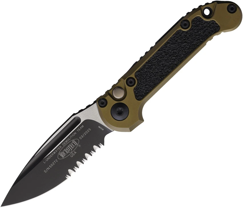 Microtech LUDT Gen III S/E Automatic Knife OD Green Al/3M (3.5" Black Serr)