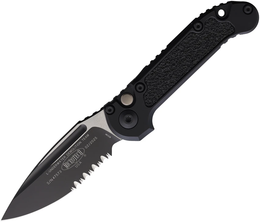 Microtech LUDT Gen III S/E Automatic Knife Black Aluminum (3.5" Black Serr)
