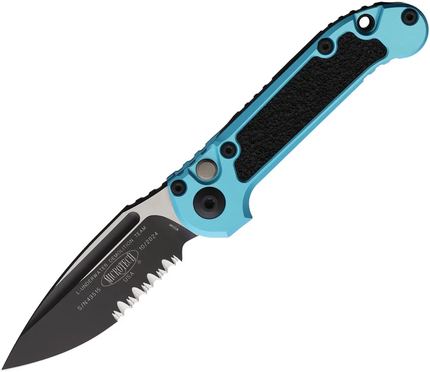 Microtech LUDT S/E Automatic Knife Turquoise Aluminum (3.5" Black Serr)