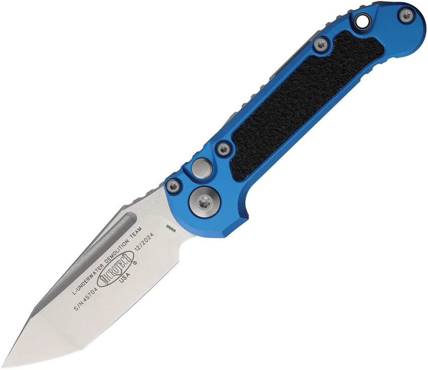Microtech LUDT Gen III T/E Automatic Knife Blue Aluminum (3.5" SW)
