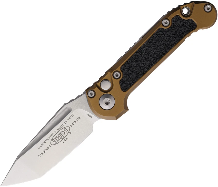 Microtech LUDT Gen III T/E Automatic Knife Tan Aluminum (3.5" Stonewash)