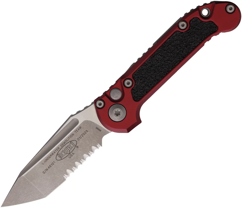 Microtech LUDT Gen III T/E Automatic Knife Merlot Red Al (3.5" Apoc Serr)