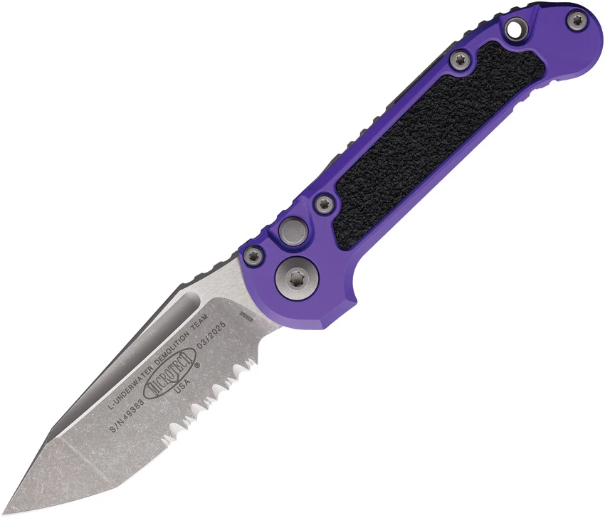 Microtech LUDT Gen III T/E Automatic Knife Purple Al (3.5" Apoc Serr)1136-11APPU