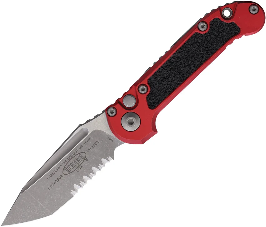 Microtech LUDT Gen III T/E Automatic Knife Red Al (3.5" Apoc Serr)1136-11APRD