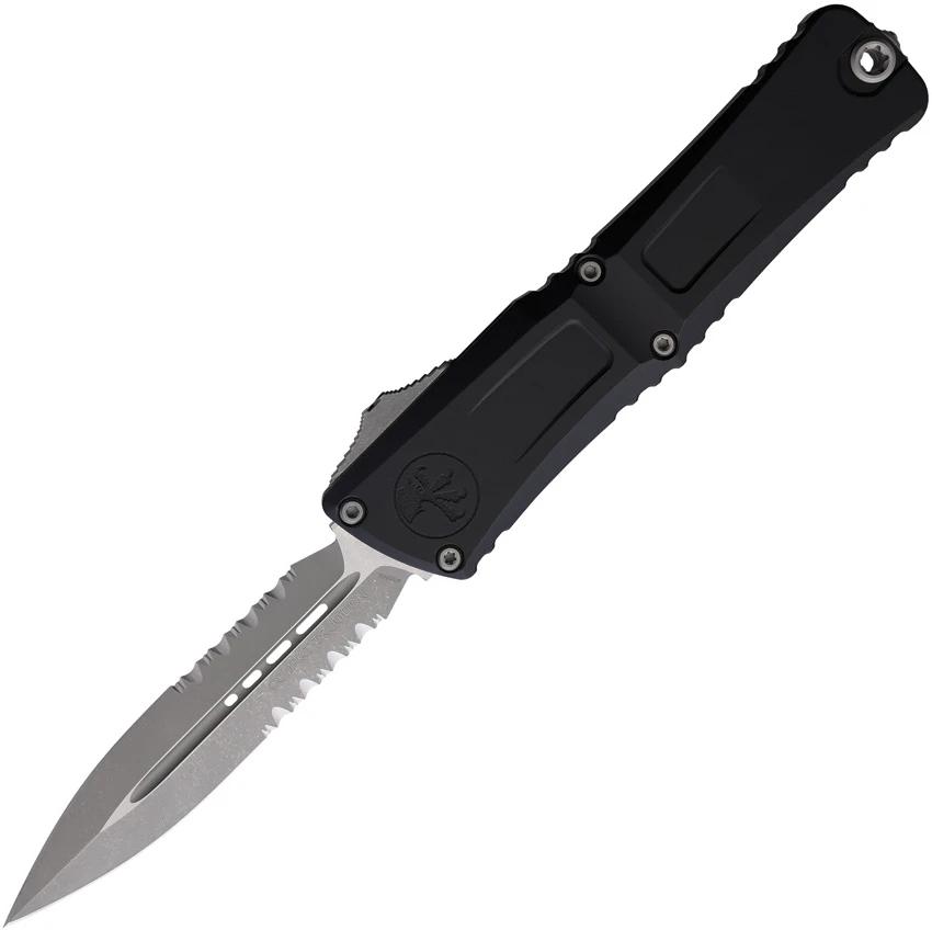 Microtech Combat Troodon D/E Gen III OTF Knife Black Al (4" Apocalyptic Serr), Microtech Combat Troodon D/E Gen III OTF Knife Black Al (4" Apocalyptic Serr) for Sale, Microtech Combat Troodon D/E Gen III OTF Knife Black Al (4" Apocalyptic Serr)