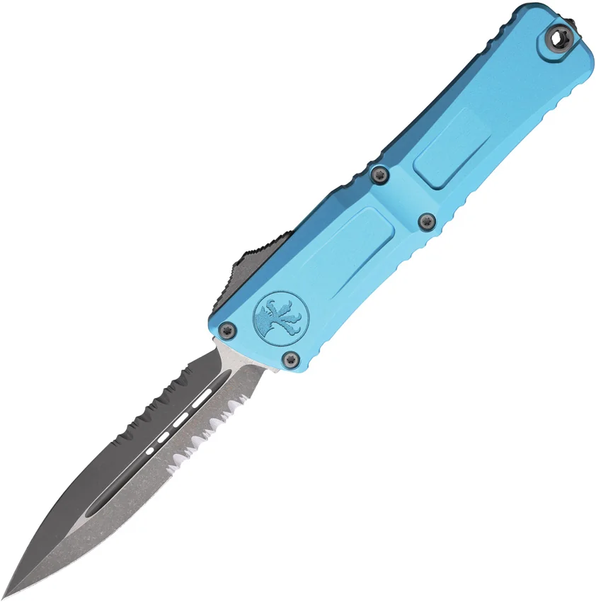 Microtech Combat Troodon D/E Gen III OTF Knife Turquoise Aluminum (4" Apoc Serr)