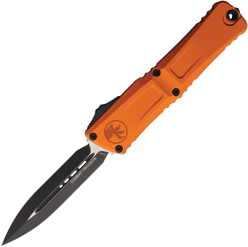 Microtech Combat Troodon Gen III D/E OTF Knife Orange Aluminum (3.8" Black)