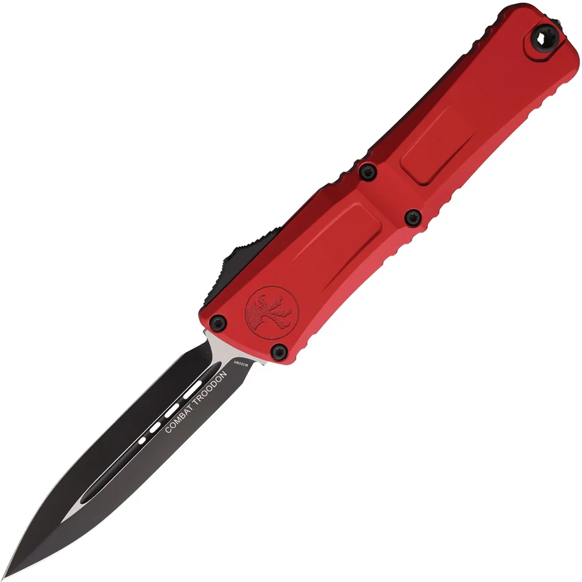 Microtech Combat Troodon Gen III D/E OTF Knife Red Aluminum (4" Black) 1142-1RD