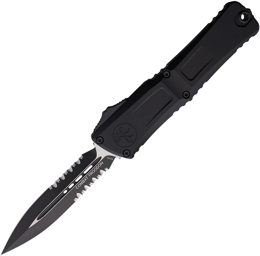 Microtech Combat Troodon D/E Gen III OTF Knife Black (4" Black Serr)