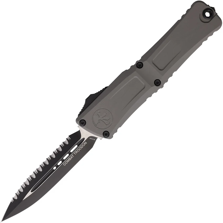 Microtech Combat Troodon Gen III D/E OTF Knife Natural Clear Al (4" Black Serr)