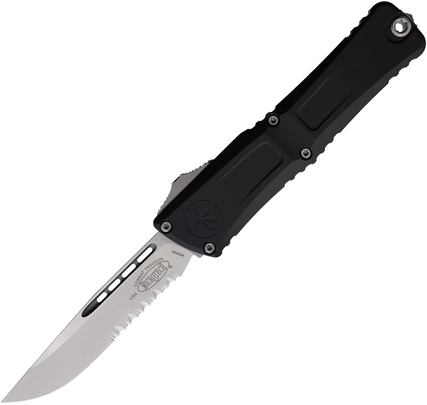 Microtech Combat Troodon Gen III S/E OTF Automatic Knife Black Al (4" SW Serr)