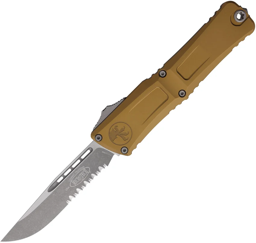 Microtech Combat Troodon Gen III S/E OTF Knife Tan Aluminum (4" Apoc Serr)