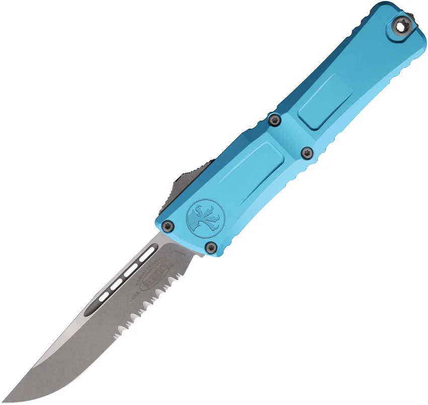 Microtech Combat Troodon Gen III S/E OTF Knife Turquoise (4" Apoc Serr)