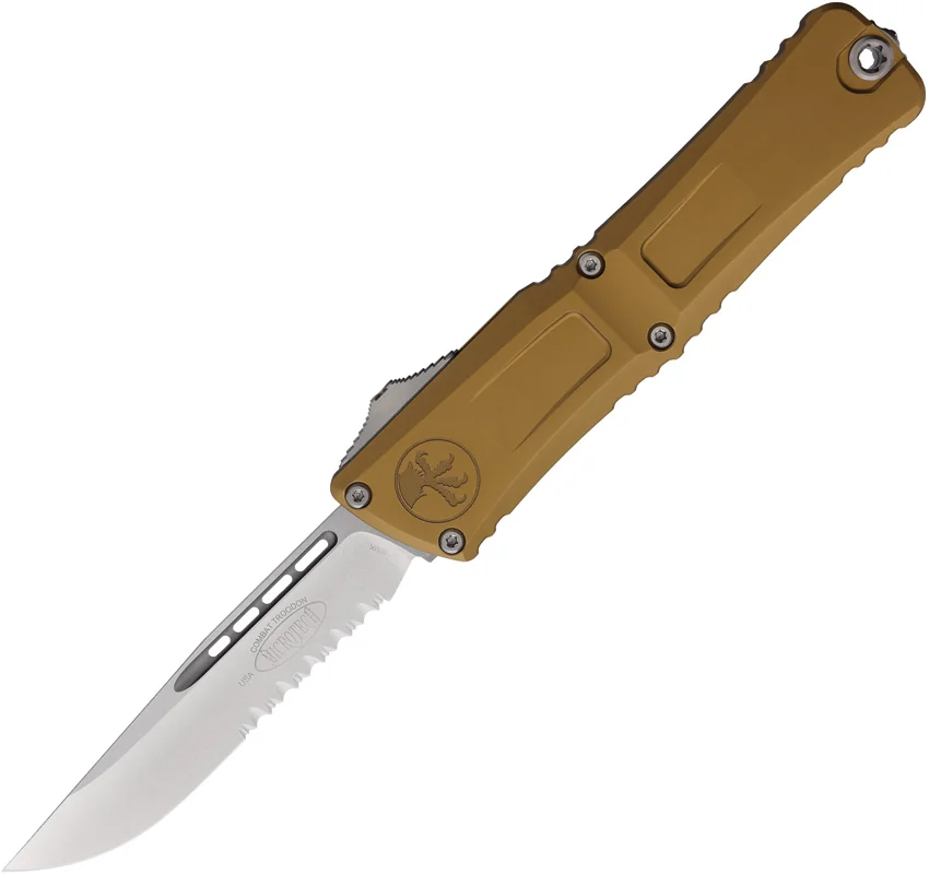 Microtech Combat Troodon Gen III S/E OTF Knife Tan Aluminum (4" SW Serr)