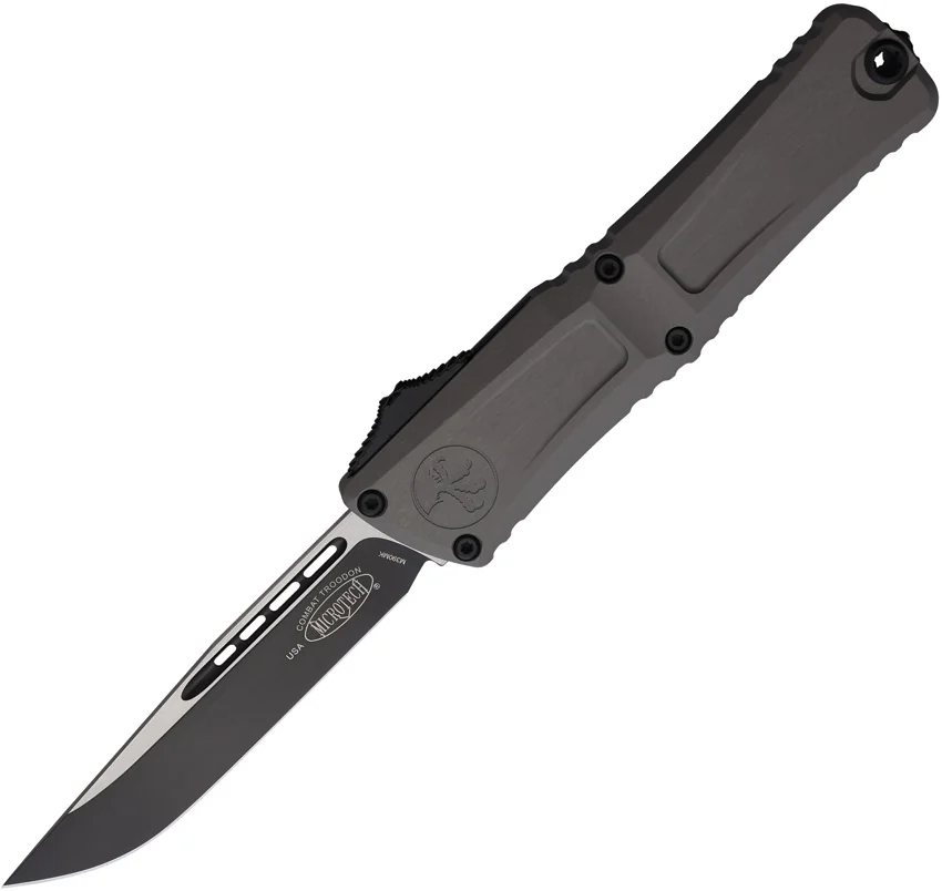 Microtech Combat Troodon Gen III OTF Knife Natural Clear Aluminum (4" Two-Tone)