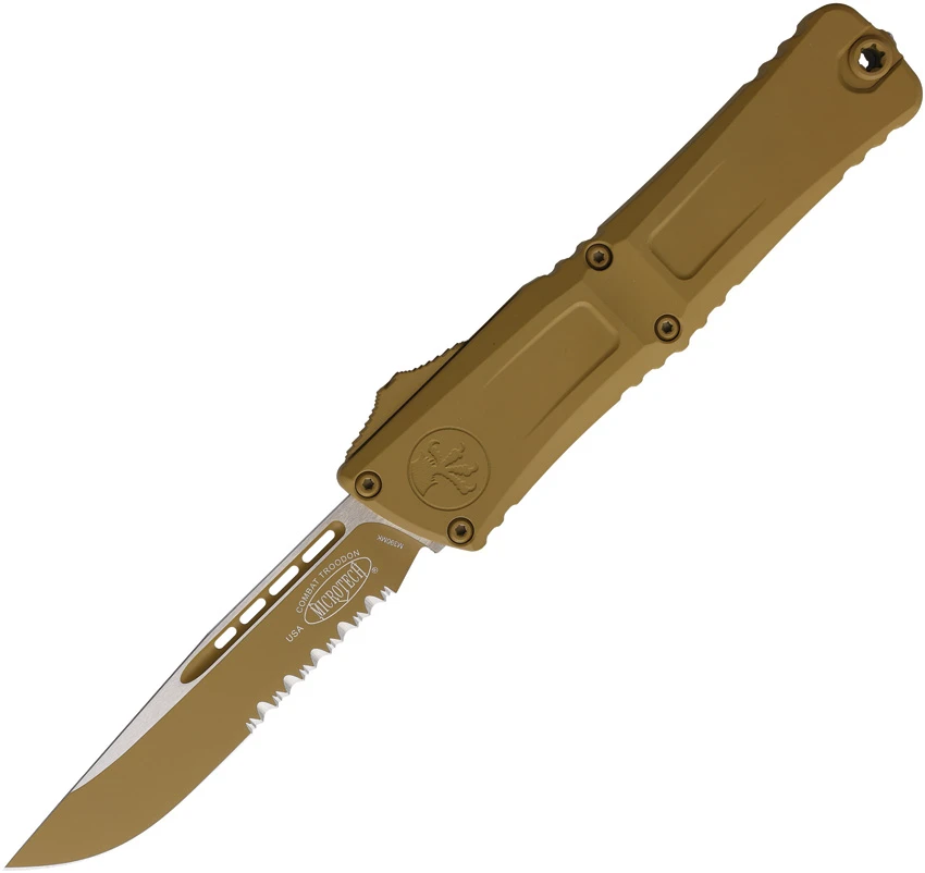 Microtech Combat Troodon Gen III S/E OTF Knife Tan Cerakote Al (4" Tan Serr)