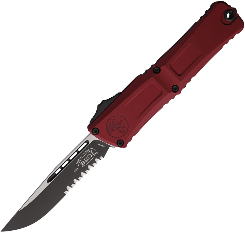 Microtech Combat Troodon Gen III S/E OTF Knife Merlot Red Al (4" Two-Tone Serr)