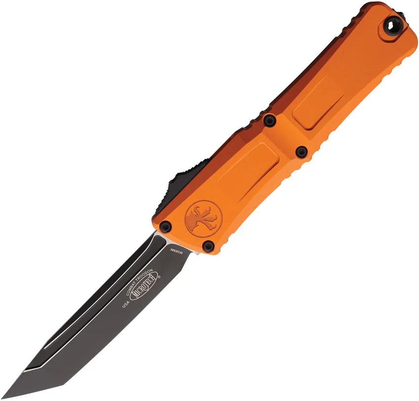 Microtech Combat Troodon Gen III T/E OTF Automatic Knife Orange Al (4" Black)