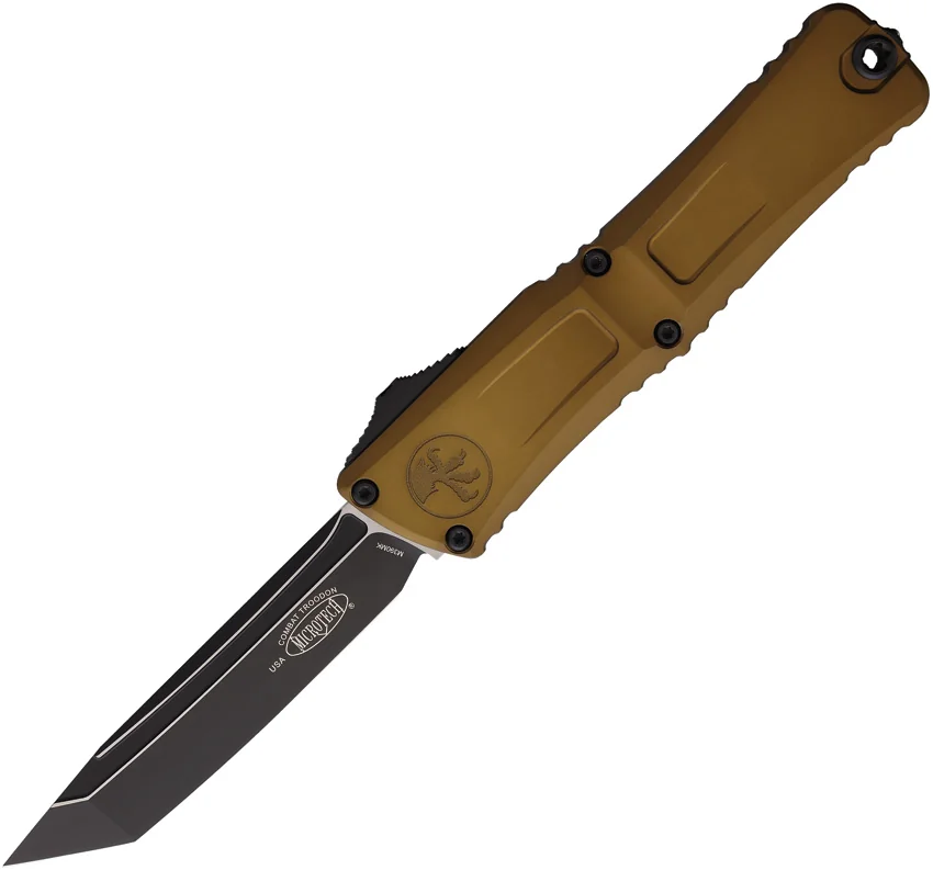 Microtech Combat Troodon Gen III T/E OTF Automatic Knife Tan Aluminum (4" Black)