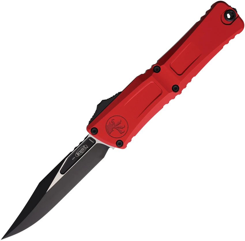 Microtech Combat Troodon Gen III Bowie OTF Knife Red Aluminum (4" Black)