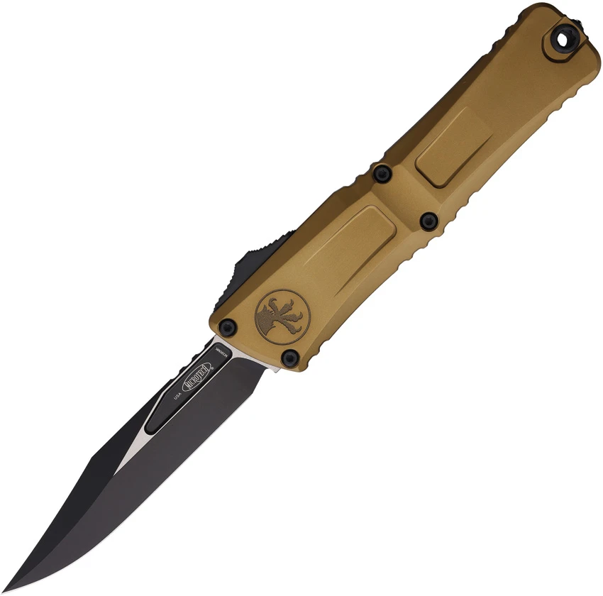 Microtech Combat Troodon Gen III Bowie OTF Knife Tan Aluminum (4.1" Black), Microtech Combat Troodon Gen III Bowie OTF Knife Tan Aluminum (4.1" Black) for Sale, Microtech Combat Troodon Gen III Bowie OTF Knife Tan Aluminum (4.1" Black)