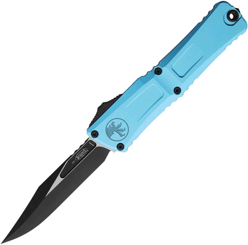 Microtech Combat Troodon Gen III Bowie OTF Knife Turquoise Al (4" Black), Microtech Combat Troodon Gen III Bowie OTF Knife Turquoise Al (4" Black) for Sale, Microtech Combat Troodon Gen III Bowie OTF Knife Turquoise Al (4" Black)
