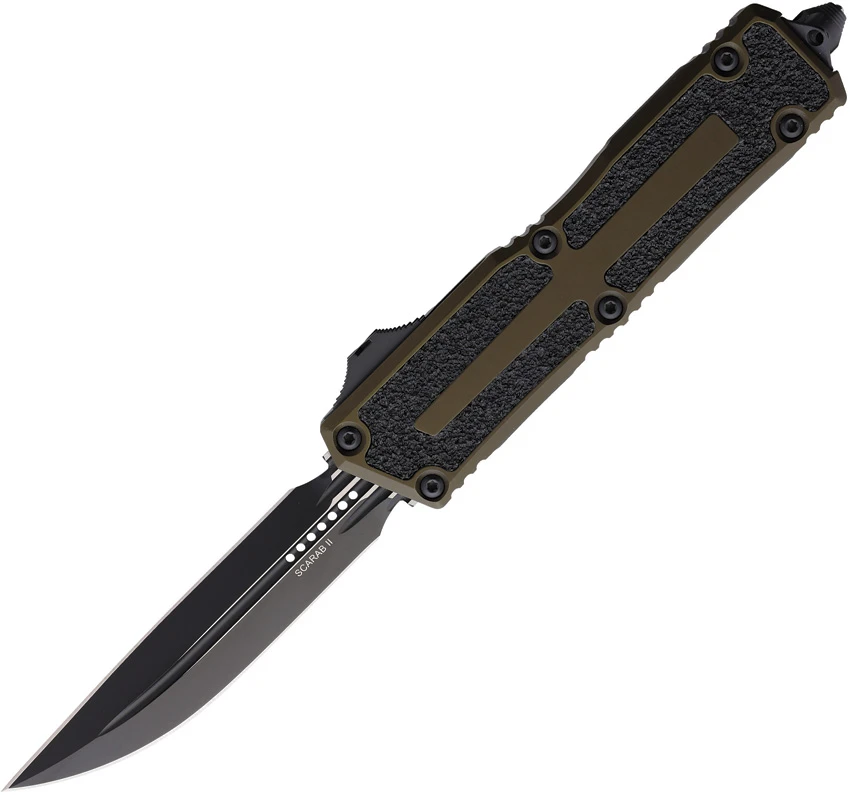 Microtech Scarab II Gen III D/E OTF Knife OD Green Aluminum (4" Black), Microtech Scarab II Gen III D/E OTF Knife OD Green Aluminum (4" Black) for Sale, Microtech Scarab II Gen III D/E OTF Knife OD Green Aluminum (4" Black)