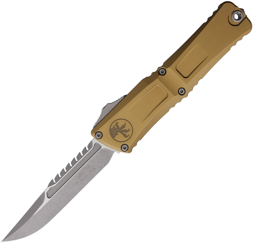 Microtech Combat Troodon Interceptor Gen III OTF Knife Tan Al (4" Apocalyptic), Microtech Combat Troodon Interceptor Gen III OTF Knife Tan Al (4" Apocalyptic) for Sale, Microtech Combat Troodon Interceptor Gen III OTF Knife Tan Al (4" Apocalyptic)