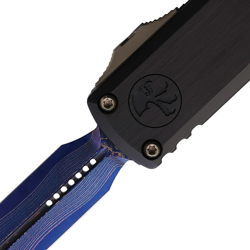 Microtech UTX-85 D/E Gen III OTF Automatic Knife Black (3.1" Coppermai Damascus), Microtech UTX-85 D/E Gen III OTF Automatic Knife Black (3.1" Coppermai Damascus) for Sale, Microtech UTX-85 D/E Gen III OTF Automatic Knife Black (3.1" Coppermai Damascus)