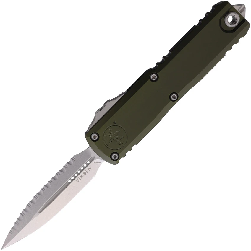 Microtech UTX-85 Gen IV D/E OTF Knife OD Green Aluminum (3.1" SW Full Serr), Microtech UTX-85 Gen IV D/E OTF Knife OD Green Aluminum (3.1" SW Full Serr) for Sale, Microtech UTX-85 Gen IV D/E OTF Knife OD Green Aluminum (3.1" SW Full Serr)
