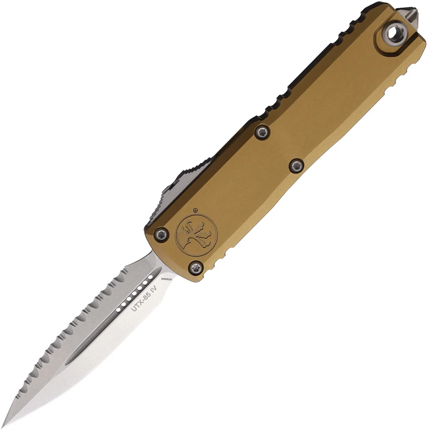 Microtech UTX-85 D/E  Gen III OTF Automatic Knife Tan (3.1" SW Full Serrated), Microtech UTX-85 D/E  Gen III OTF Automatic Knife Tan (3.1" SW Full Serrated) for Sale, Microtech UTX-85 D/E  Gen III OTF Automatic Knife Tan (3.1" SW Full Serrated)