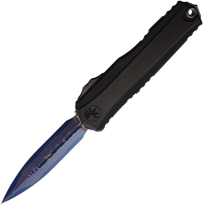 Microtech Cypher II D/E OTF Knife Black Al/Blue Accent (3.5" Blued Coppermai), Microtech Cypher II D/E OTF Knife Black Al/Blue Accent (3.5" Blued Coppermai) for Sale, Microtech Cypher II D/E OTF Knife Black Al/Blue Accent (3.5" Blued Coppermai)