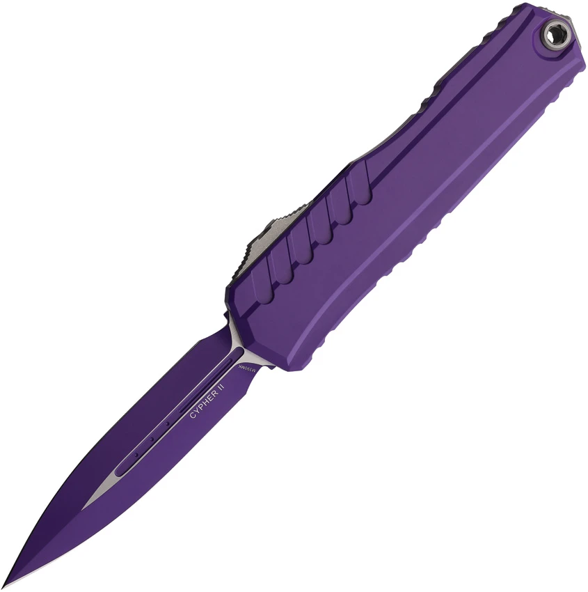 Microtech Cypher II D/E OTF Automatic Knife Purple Aluminum (3.5" Purple), Microtech Cypher II D/E OTF Automatic Knife Purple Aluminum (3.5" Purple) for Sale, Microtech Cypher II D/E OTF Automatic Knife Purple Aluminum (3.5" Purple)