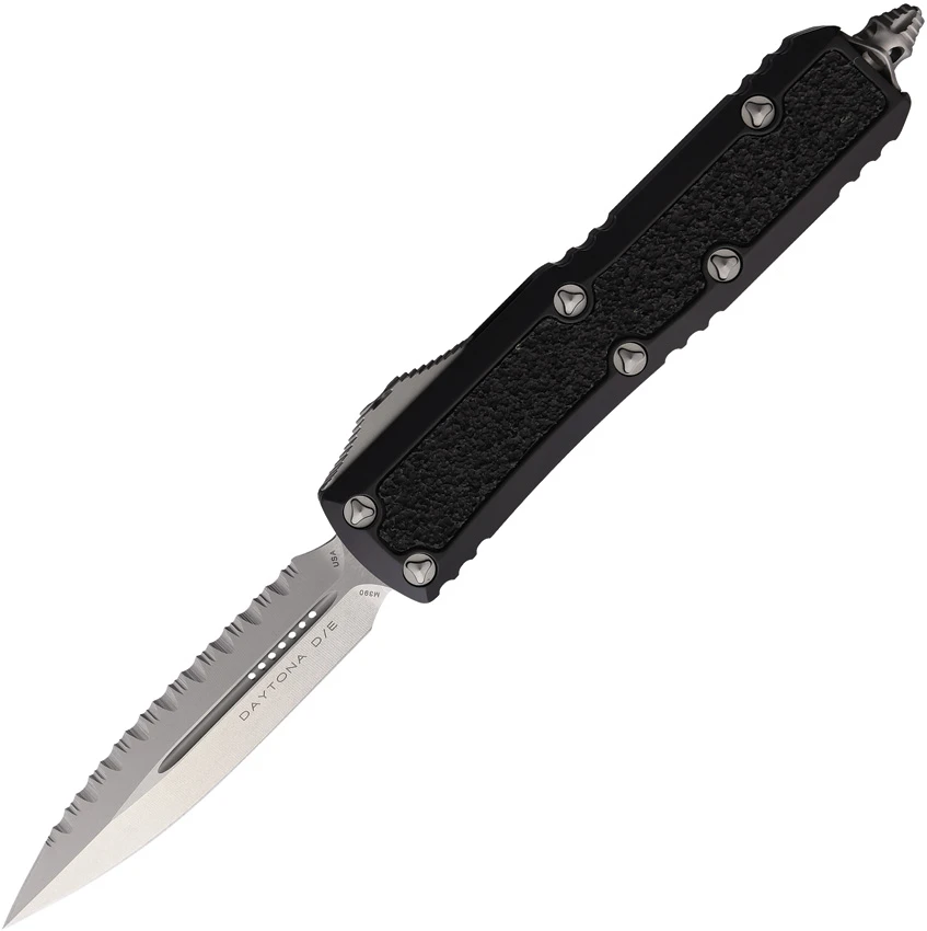 Microtech Daytona D/E OTF Automatic Knife Black Aluminum (3" SW Full Serr), Microtech Daytona D/E OTF Automatic Knife Black Aluminum (3" SW Full Serr) for Sale, Microtech Daytona D/E OTF Automatic Knife Black Aluminum (3" SW Full Serr)