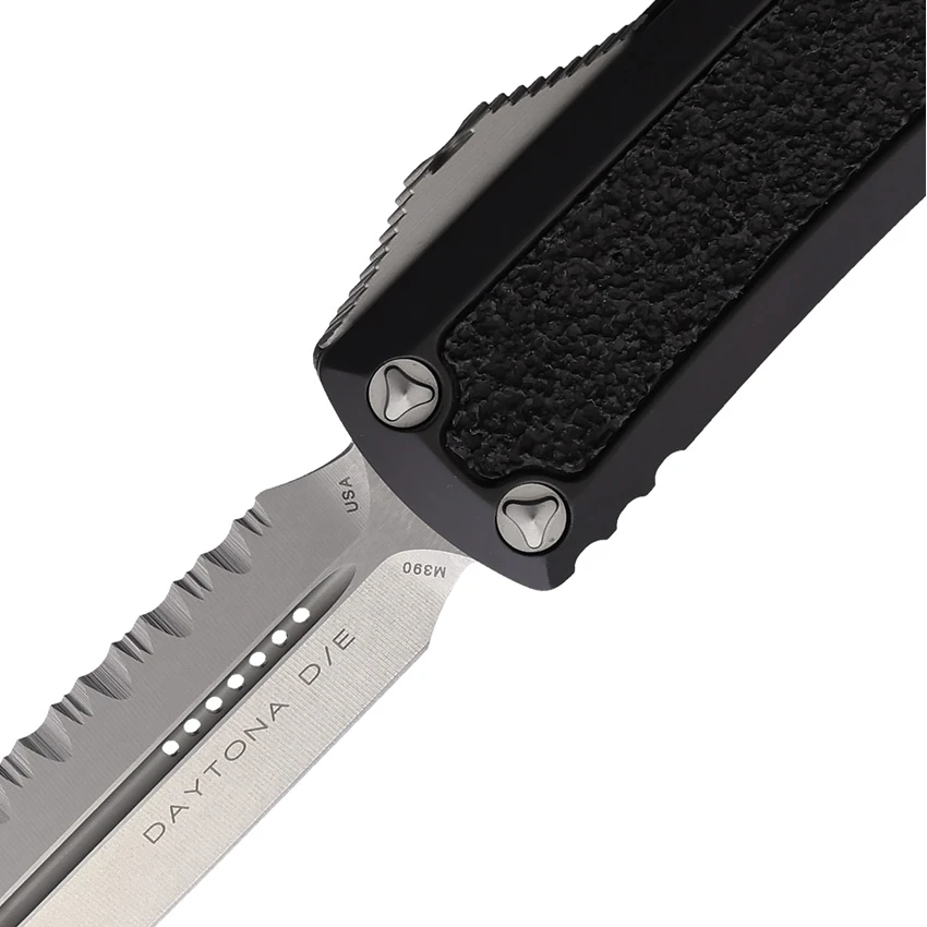 Microtech Daytona D/E OTF Automatic Knife Black Aluminum (3" SW Full Serr), Microtech Daytona D/E OTF Automatic Knife Black Aluminum (3" SW Full Serr) for Sale, Microtech Daytona D/E OTF Automatic Knife Black Aluminum (3" SW Full Serr)