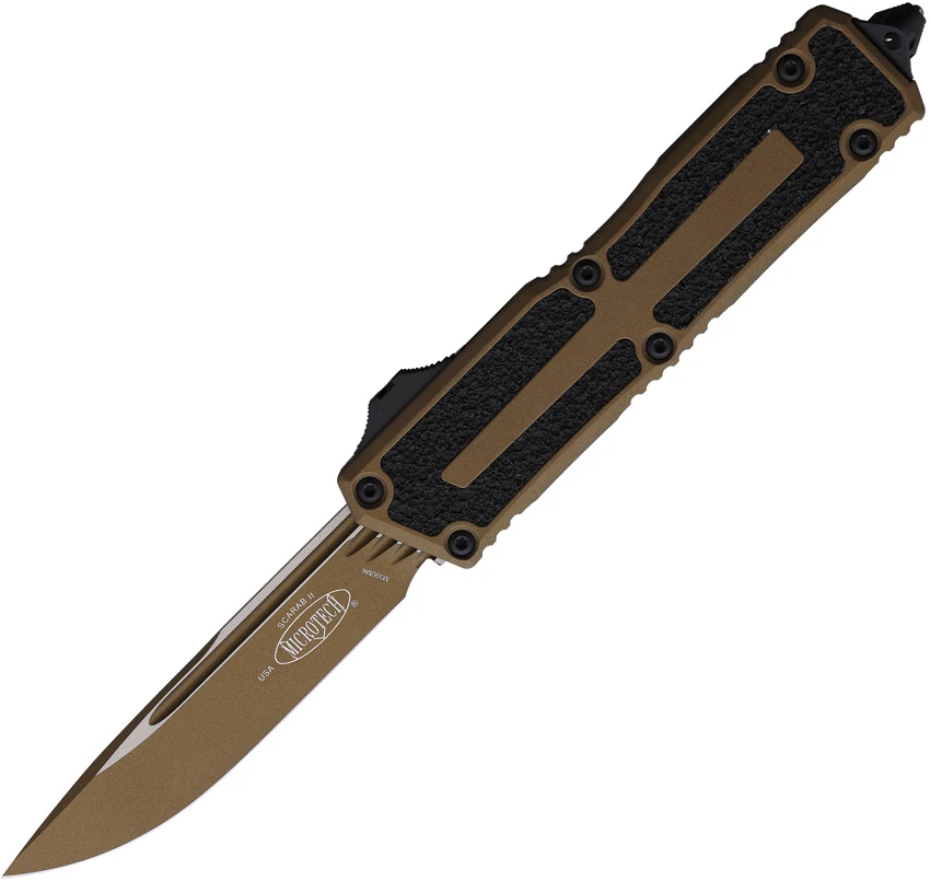 Microtech Scarab II Gen III S/E OTF Knife Cerakote Burnt Bronze Al (3.9" Bronze), Microtech Scarab II Gen III S/E OTF Knife Cerakote Burnt Bronze Al (3.9" Bronze) for Sale, Microtech Scarab II Gen III S/E OTF Knife Cerakote Burnt Bronze Al (3.9" Bronze)