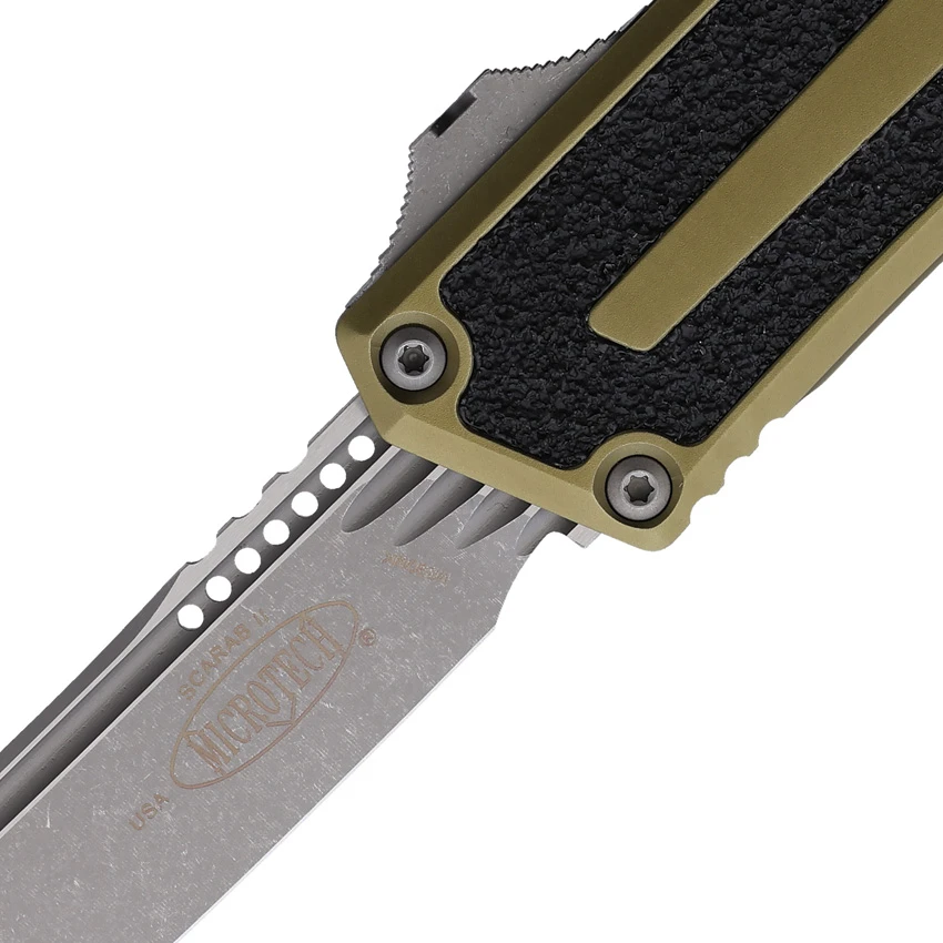 Microtech Scarab II Gen III T/E OTF Automatic Knife OD Green Aluminum (4" Apoc), Microtech Scarab II Gen III T/E OTF Automatic Knife OD Green Aluminum (4" Apoc) for Sale, Microtech Scarab II Gen III T/E OTF Automatic Knife OD Green Aluminum (4" Apoc)